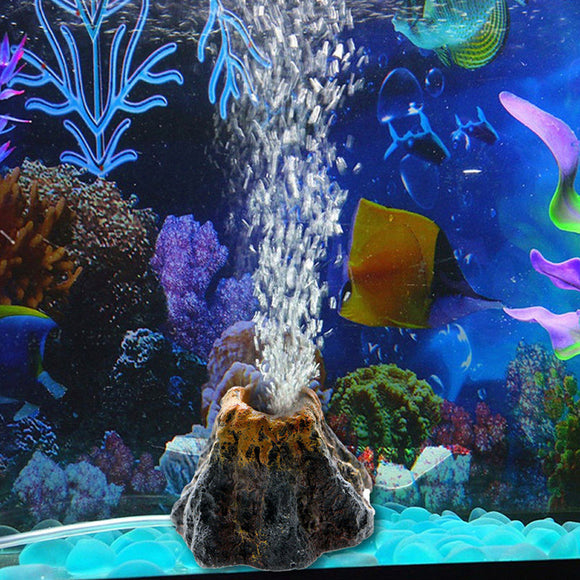 Volcano Shape Aquarium Fish Tank Decor Oxygen Pump Air Bubble Stone Air Pump Drive Fish Tank
