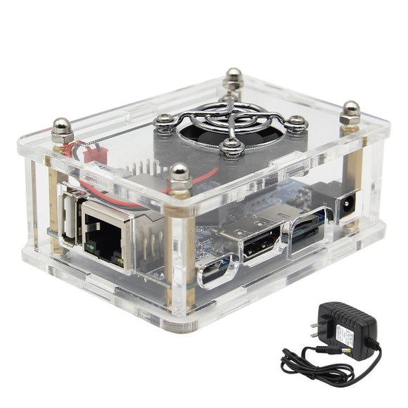 4-in-1 Orange Pi One + Acrylic Case + Cooling Fan Heat Sink + 5V 3A US Standard Power Adapter Kit