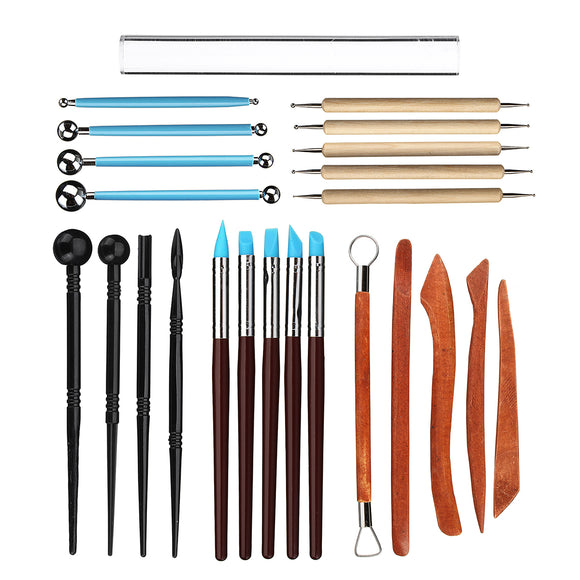 24Pcs Carvers Clay Carving Stylus Pottery Ball Brush Modeling Sculpture Tools DIY Kit