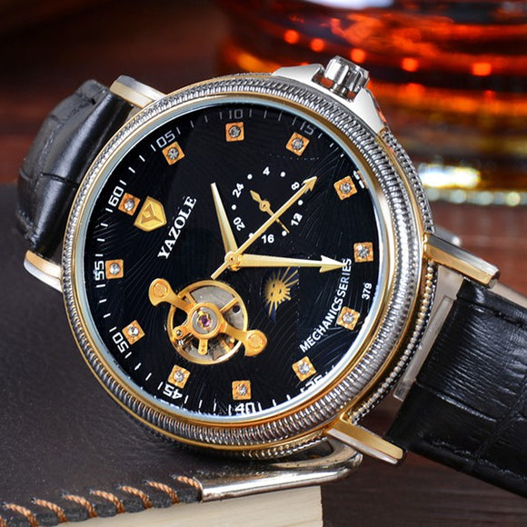 YAZOLE 379 Casual Men Watch Automatic Mchanical 24 Hours Display Wrist Watch