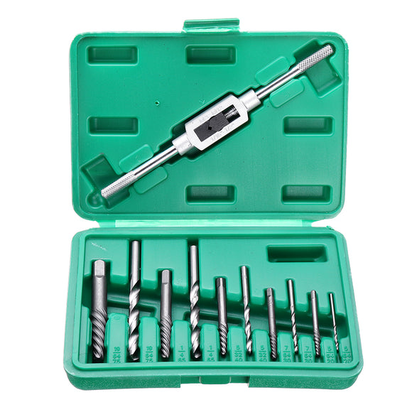 Drillpro 11Pcs M3-M12 Screw Extractor Drill Bit Damaged Broken Screw Bolt Tap Die Wrench Stud Remover Tool Kit