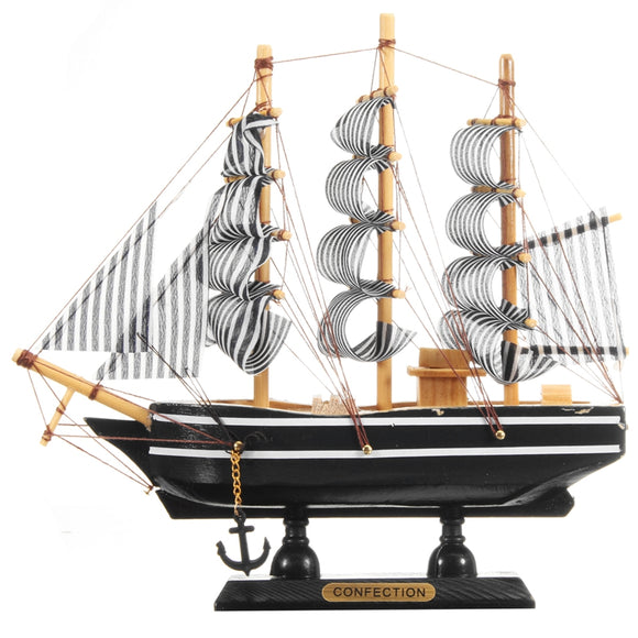 Exquisite Handmade Wooden Sailing Boats Model Retro Ship Pirate Sailboat For Office Home Decoration