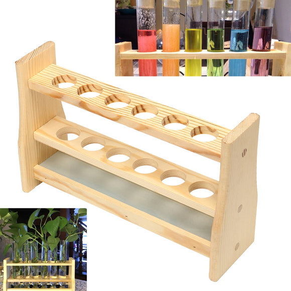 6 Holes Test Tube Rack Testing Tubes Clip Holder Stand Dropper Wood Lab Supplies