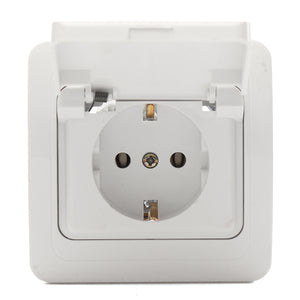 2000W 16A ABS Waterproof Wall Socket Switch European Splash Proof Dustproof Socket