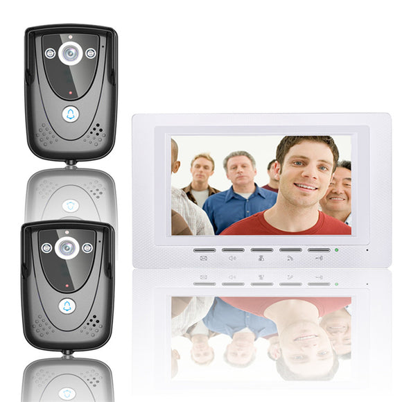 ENNIO SY817FCB21 7 Inch Video Door Phone Doorbell Intercom Kit 2 Cameras 1 Monitor Night Vision
