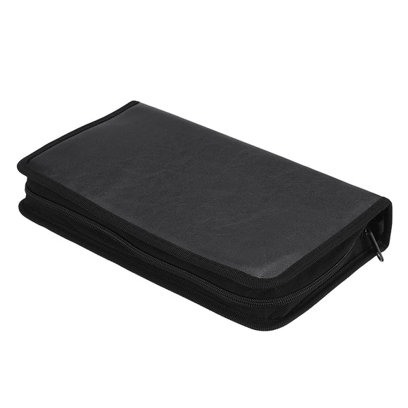 80Pcs CD DVD Storage Bag Black Leather CD Bag