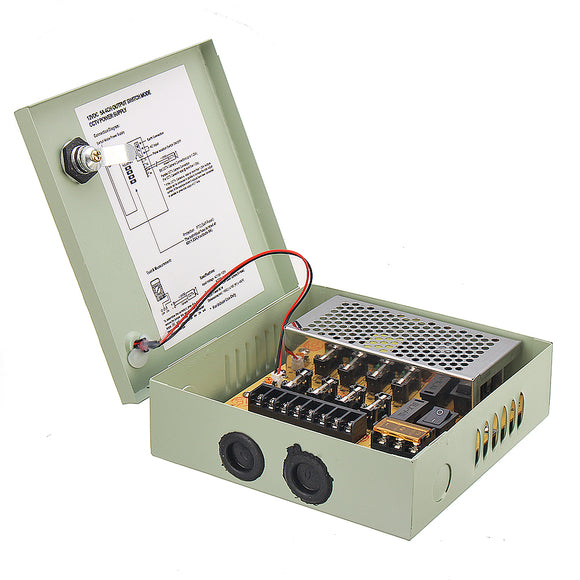 AC220-240V to DC12V 5A 4 Road 4CH 60W AC-DC Power Supply Module Box 162*162*50mm