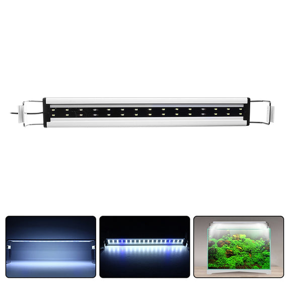10W 30 LED Aquarium Fish Tank Light Panel Blue+White Lamp Adjustable Aluminum