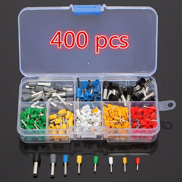 Excellway CT04 400Pcs Wire Copper Crimp Connector Insulated Cord Pin End Terminal