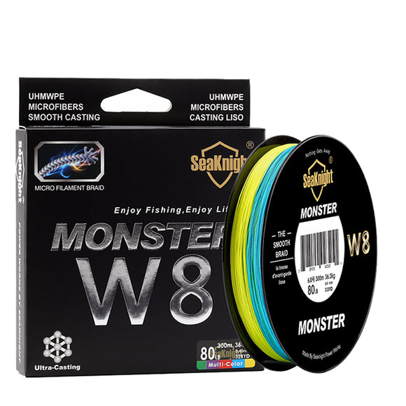 SeaKnight W8 300M 8 Strands Fishing Line Braided Wire Multi-Colors 20-100LB Line Salt Water