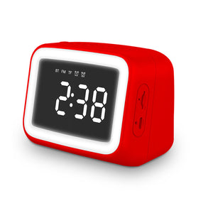 Digital Alarm Clock FM Radio Wireless bluetooth 5.0 LED Mirror With Speaker