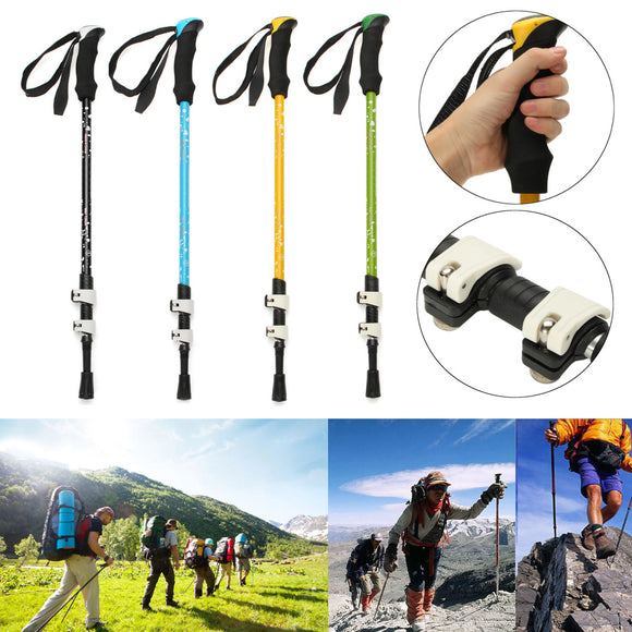 Adjustable 3-Section Hiking Walking Stick Trekking Pole Aluminum Alloy Alpenstock