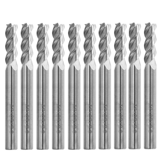 Drillpro 10pcs 5mm HRC58 3 Flutes End Mill Cutter Tungsten Carbide CNC Milling Cutter Tool for Aluminum