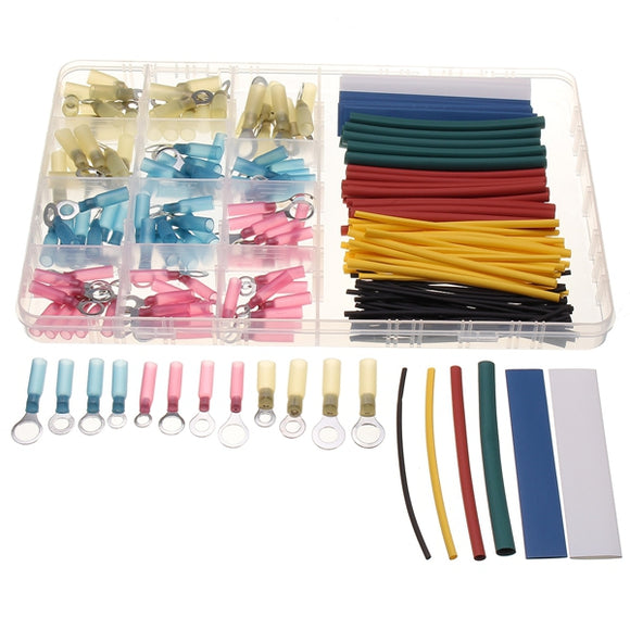 SOLOOP 220pcs Assorted Electrical Crimp Terminal Connector+Heat Ahrinkable Box Kit