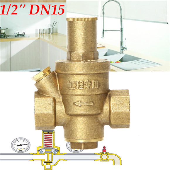 1/2 Inch DN15 Brass Water Pressure Reducing Valve without Gauge Flow Adjustable