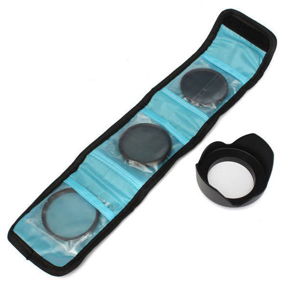 58mm UV CPL ND4 Circular Polarizing Filter Kit Set With Lens Hood For Canon Camera