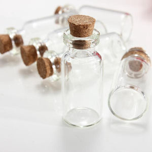 5Pcs Mini Clear Wishing Message Glass Bottles Vials Jars With Cork