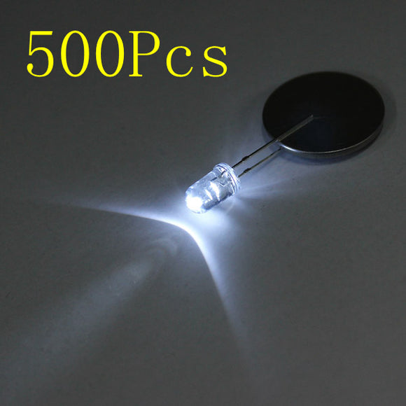 500pcs 20Ma F5 5MM Transparent Ultra Bright White LED Diode