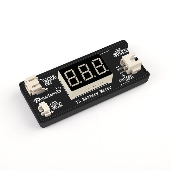 1S LiPo Battery Voltage Checker Tester For Quadcopter Battery w/ JST MCX PH 2.0 and Micro Losi Cable