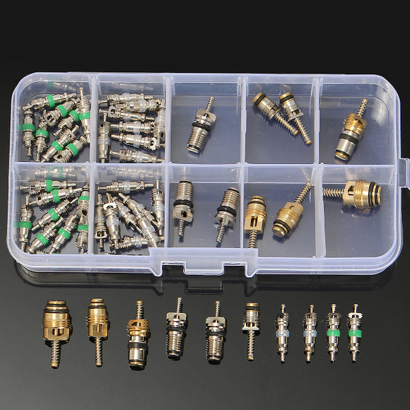 55Pcs Air Conditioning Valve Core For R134a Universal Replacement Kit