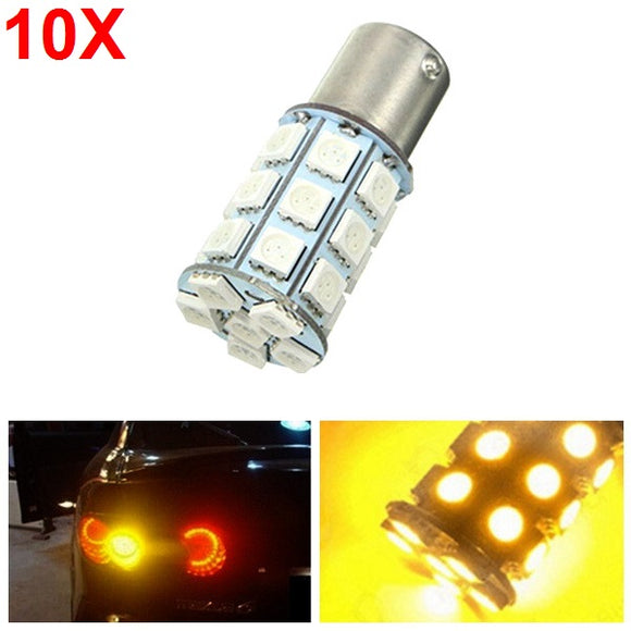 10pcs 21W 5050 27SMD LED Car Turn Signal Light Tail Lamp Reverse Bulb Yellow 12V