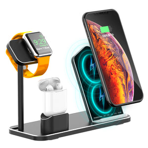 3 In 1 10W Qi Wireless Charger Charging Dock Station Stand Holder Phone Holder Watch Holder For iPhone Samsung Apple Watch Series Apple AirPods