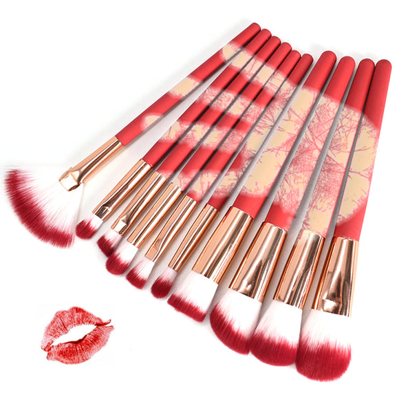 10pcs Thermal Color Changing Makeup Brushes Set Cosmetics Tools Kit