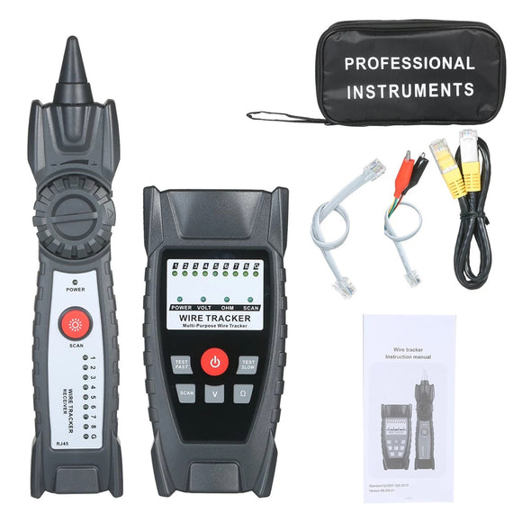 GT67 Wire Tracker Portable Multifunctional RJ11 RJ45 Cable Tester Telephone & Network Line Finder with Headphone for Network Maintenance