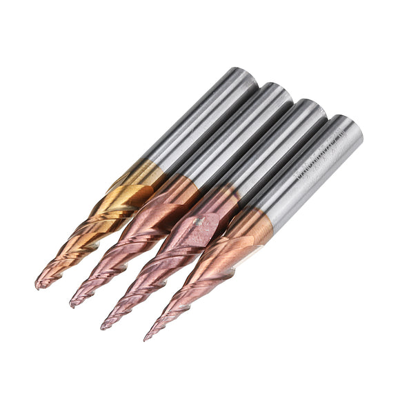 Drillpro R0.25-R2.0 *30.5*D6*75L 2 Flutes Taper Ball Nose End Mill HRC50 Milling Cutter