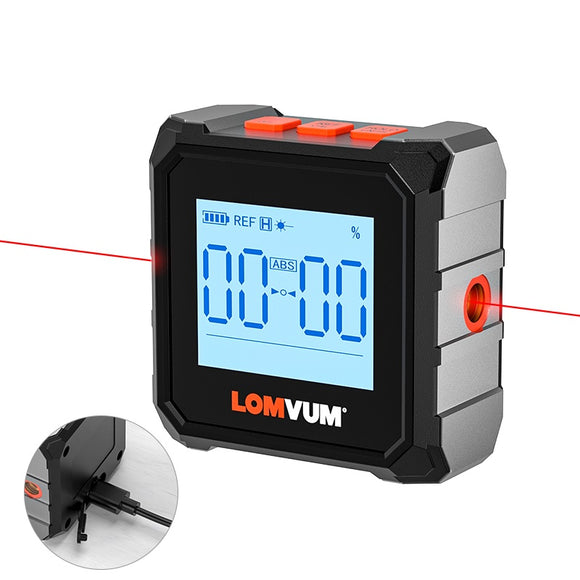 LOMUVM GR20 360 Mini Digital Protractor Laser High Precision Magnet Goniometer Inclinometer Universal Bevel Digital Level Angle Finder Angle Measurement Tool