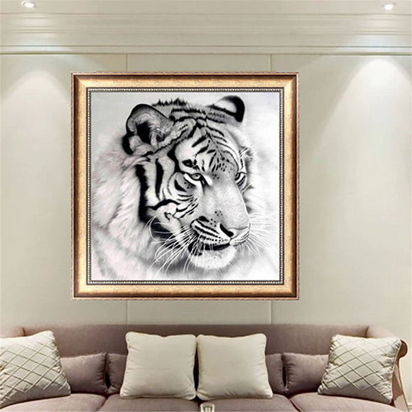 12x12 Inches Black-and-white Tiger 5D Diamond Painting Embroidery DIY Craft Home Decor