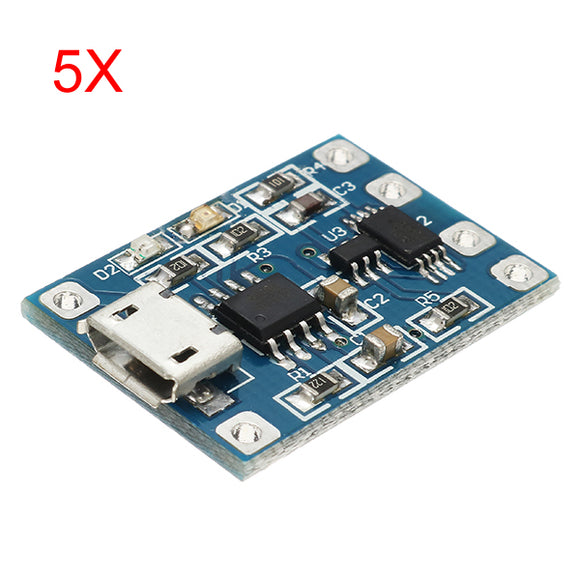 5Pcs Micro USB TP4056 Charge And Discharge Protection Module Over Current Over Voltage Protection