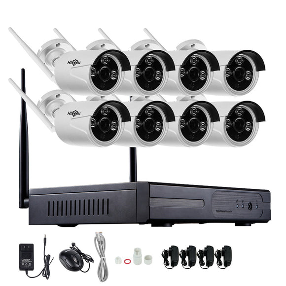 Hiseeu 960P Wireless CCTV 8CH NVR Kit Outdoor IR Night Vision IP WiFi Camera Security Surveillance EU Plug