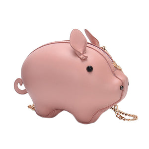 Women Mini Pig Shape Chain Crossbody Bag Cute Phone Bag