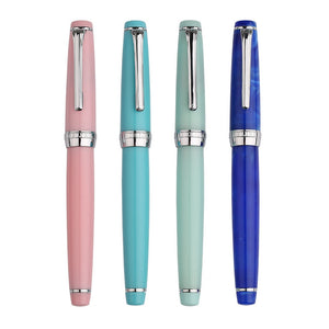 Delike Elegant 0.38mm EF Bent Extra Fine Nib Fountain Pen Silver Clip Financial Pens With Gift Box