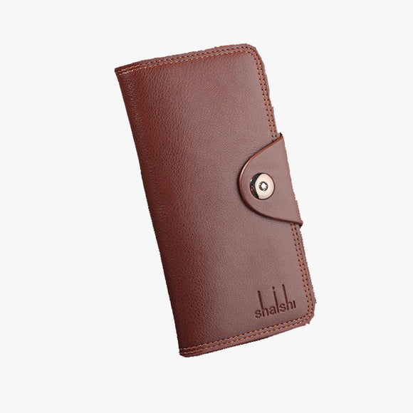 Men Long Genuine Lether Wallet Vertical Cluth Bag Card Holder