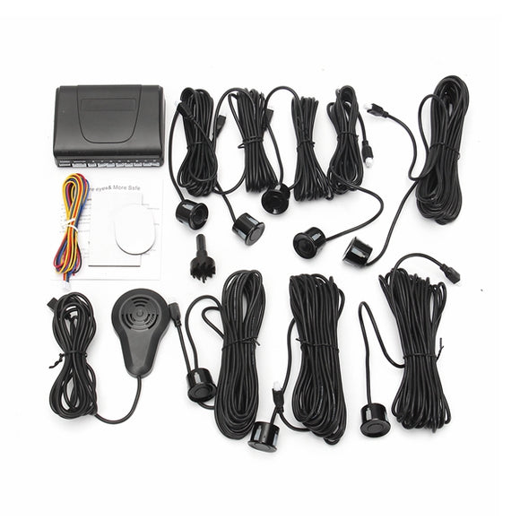 8 Parking Sensors Car Reversing Radar Buzzer System With Human Sound Alarm Kit