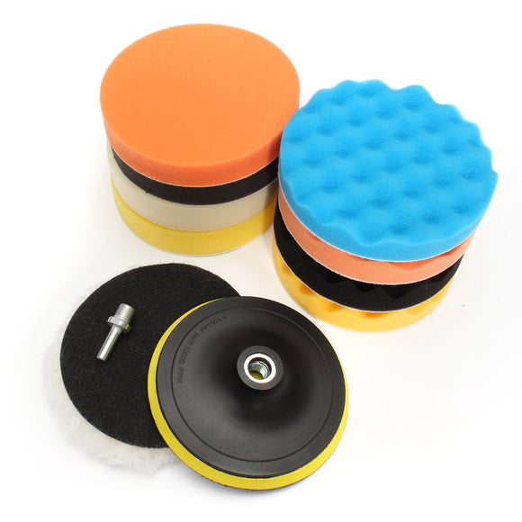 Blioesy 11Pcs/Set 6 Inch Car Waxing Sponge Polisher Buffing Pad Polishing Pad Wash Cleaning Beauty Maintenance Supply Kit