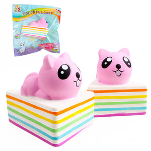 Sanqi Elan Triangle Rainbow Cat Squishy 13*10*10.5CM Licensed Slow Rising With Packaging Collection Gift