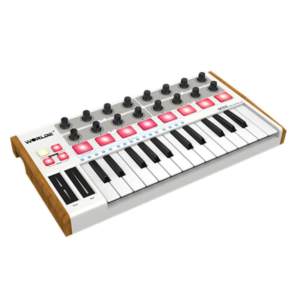 Worlde Portable MIDI Keyboard Controller Mini Professional 25 Keys USB MIDI Drum Pad