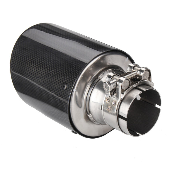 Universal 2 54-101mm Glossy Black Carbon Fiber Car Exhaust Tip End Pipe Muffler