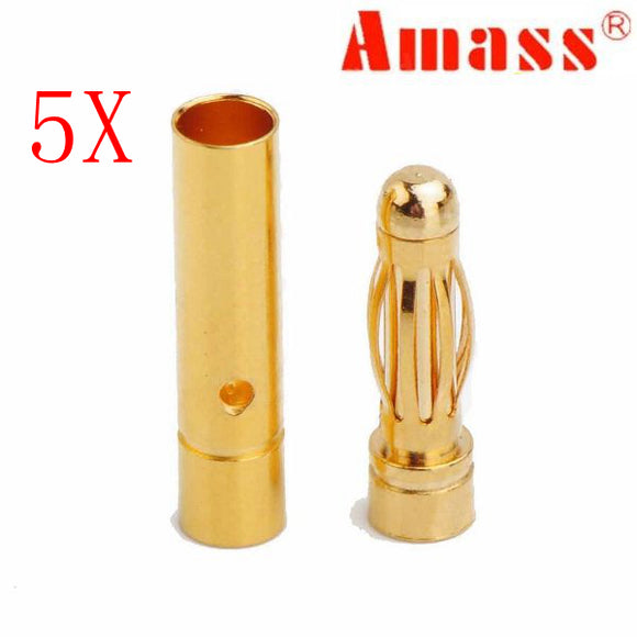 5 X Amass 3.0mm Gold-plated Copper Banana Plug AM-1001B Male & Female