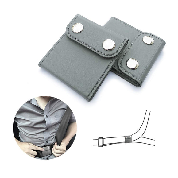 2Pcs PU Leather Car Seat Belt Adjuster Positioner Shoulder Neck Protector Locking Clip Cover