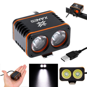 XANES 1200LM 2xT6 LED 4-Mode Waterproof Bike Light Temperature Control Power Display No Batt