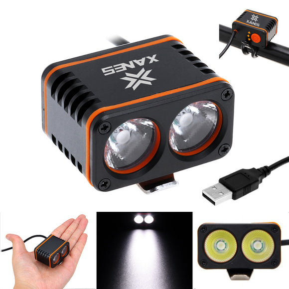 XANES 1200LM 2xT6 LED 4-Mode Waterproof Bicycle Head Light Temperature Control Power Display No Batt