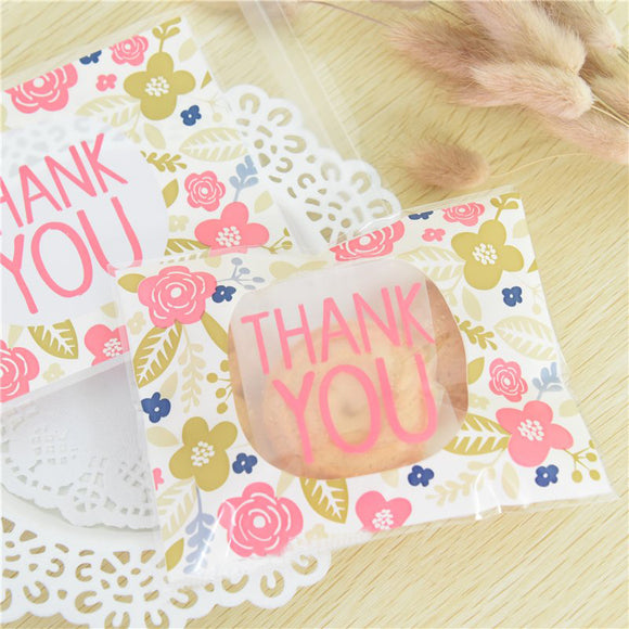 100Pcs THANK YOU Style Christmas Wedding Gift Soap Packaging Bags Candy Cookie Baking Package Bags