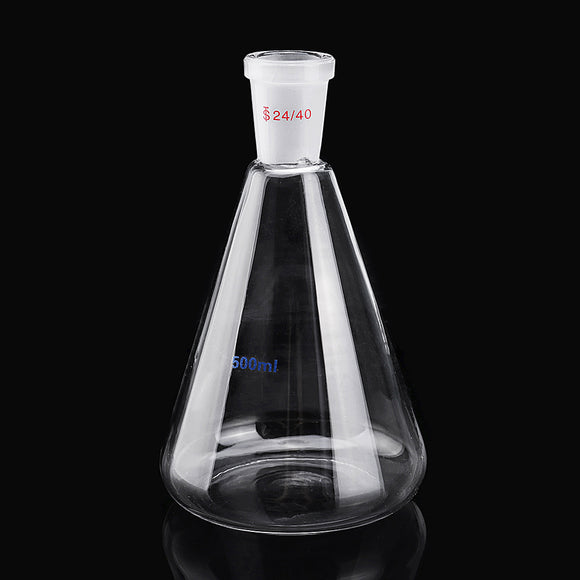 500mL 24/40 Glass Erlenmeyer Flask Chemistry Ground Joint Conical Bottle Laboratory Glassware