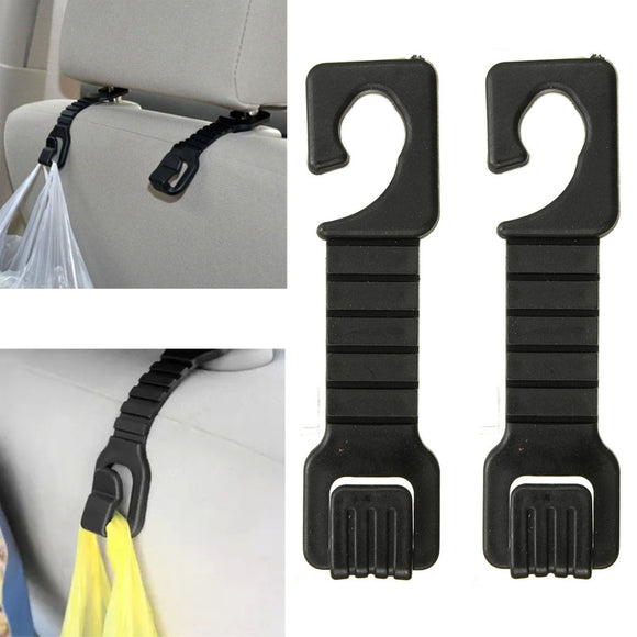 Pair Car Auto Black Head Rest Shopping Luggage Bag Hanger Holder Hook Pothook