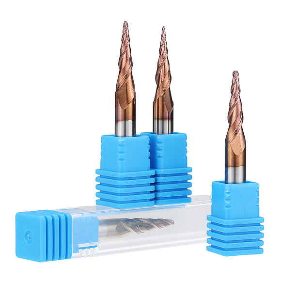 Drillpro 2 Flutes R0.25/ R0.5/ R0.75/ R1.0 *20.5*D4*50 Ball Nose End Mill HRC50 Taper Milling Cutter