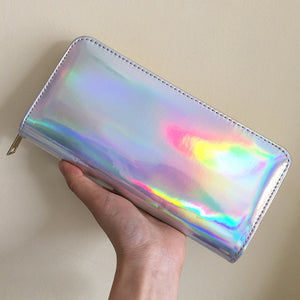 Women Laser Large Capacity Long Wallet Card Holder Wristlet Wallet